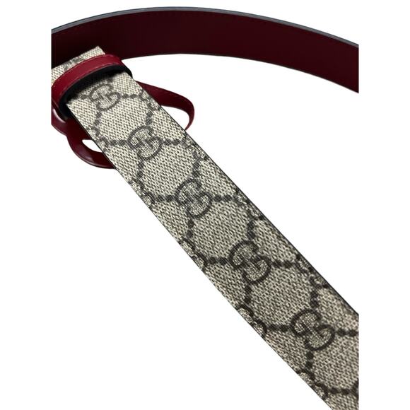 Gucci unisex GG Marmont thin belt in red leather Canvas - Picture 3 of 5
